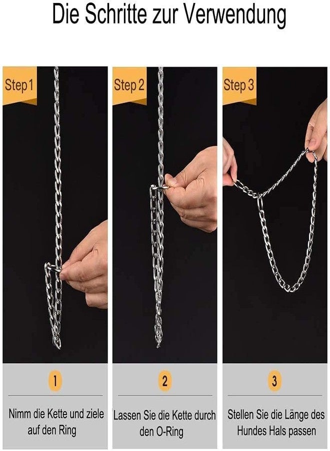 Pups&Pets Choke Check Chain Dog Collars Fur Saver Training Long Link Chrome Plated Choker 65cm - Image 4
